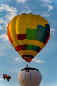 G-CLKC hot air balloon, a Cameron O-31, seen at Northampton, West Northamptonshire, United Kingdom on 16 August 2026. Photograph by Dave