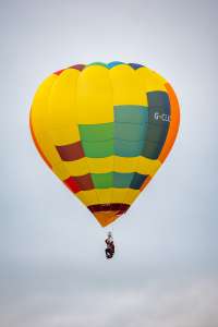 G-CLKC hot air balloon, a Cameron O-31, seen at Arrow, Warwickshire, United Kingdom on 31 May 2025. Photograph by Dave