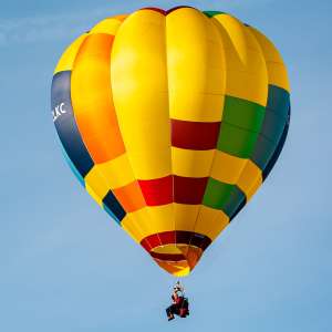 G-CLKC hot air balloon, a Cameron O-31, seen at Arrow, Warwickshire, United Kingdom on 30 May 2026. Photograph by Dave