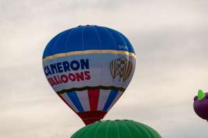 Cameron hot air balloon G-CLMM, a Cameron SPORT-70, seen at Arrow, Warwickshire, United Kingdom on 30 May 2026. Photograph by Dave