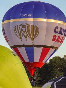 Cameron hot air balloon G-CLMM, a Cameron SPORT-70, seen at Arrow, Warwickshire, United Kingdom on 29 May 2026. Photograph by Dave
