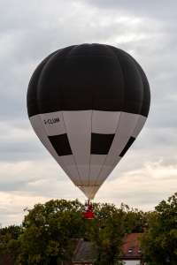 G-CLUM hot air balloon, an Austin SJ Sackville BM-56, seen at Northampton, West Northamptonshire, United Kingdom on 16 August 2026. Photograph by Dave