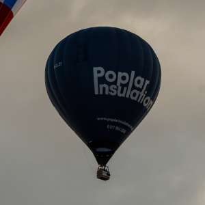 Poplar Insulation hot air balloon G-CLZI, a Cameron Z-133, seen at Leigh Woods, North Somerset, United Kingdom on 9 August 2026. Photograph by Dave
