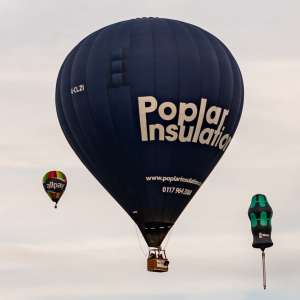 Poplar Insulation hot air balloon G-CLZI, a Cameron Z-133, seen at Arrow, Warwickshire, United Kingdom on 30 May 2026. Photograph by Dave