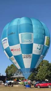 G-CMBJ hot air balloon, an Ultramagic H-77, seen at Oswestry, Shropshire, United Kingdom on 23 August 2026. Photograph by Dave