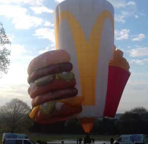 G-CMCD hot air balloon, a Cameron Burger MEAL-150. Photograph by Cameron Balloons