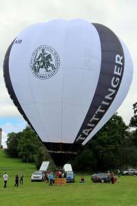 Champange hot air balloon G-CMSB, a Cameron O-90 (tattinger, drink), added to the archive 7 September 2026. Photograph by G Bann