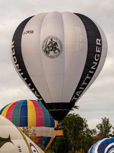 Champange hot air balloon G-CMSB, a Cameron O-90 (tattinger, drink), seen at Horningsham, Wiltshire, United Kingdom on 11 September 2026. Photograph by Dave