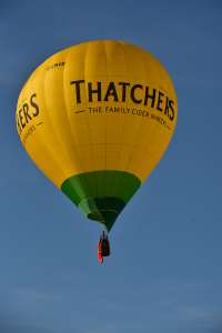 Thatchers hot air balloon G-CMVB, a Cameron Z-105. Photograph by Dave