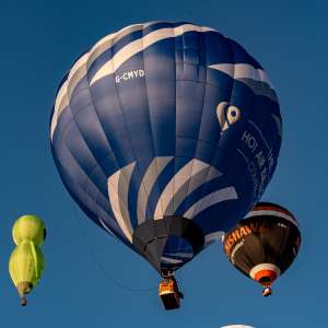G-CMYD hot air balloon, a Cameron Z-120, seen at Leigh Woods, North Somerset, United Kingdom on 7 August 2026. Photograph by Dave