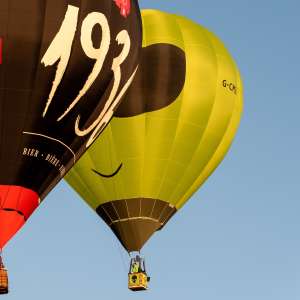 Alien hot air balloon G-CMZN, a Cameron SPORT-60, seen at Leigh Woods, North Somerset, United Kingdom on 9 August 2026. Photograph by Dave