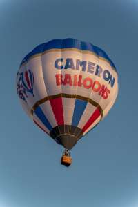 G-CNCM hot air balloon, a Cameron SPORT-90, seen at Leigh Woods, North Somerset, United Kingdom on 9 August 2026. Photograph by Dave