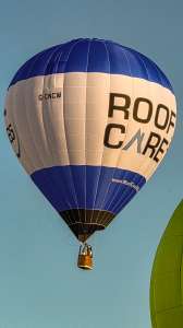 Roofcare hot air balloon G-CNCW, a Diamond S-77, seen at Arrow, Warwickshire, United Kingdom on 29 May 2026. Photograph by Dave