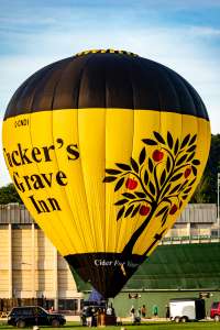 Tuckers Grave Inn hot air balloon G-CNDI, a Diamond S-105, seen at Widcombe, Bath and North East Somerset, United Kingdom on 27 June 2026. Photograph by Dave