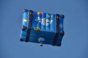 Send My Bag hot air balloon G-CNDJ, a Cameron Graz BOX-110 (luggage, suitcase)
