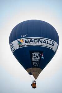 Bagnalls hot air balloon G-COAT, a Cameron Z-90, seen at Arrow, Warwickshire, United Kingdom on 31 May 2025. Photograph by Dave