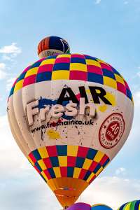 G-CRZE hot air balloon, an Ultramagic M-105, seen at Northampton, West Northamptonshire, United Kingdom on 16 August 2026. Photograph by Dave