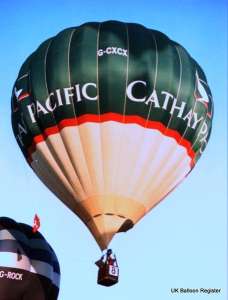 Cathay Pacific hot air balloon G-CXCX, a Cameron N-90, added to the archive 7 September 2026. Photograph by Mel Kirby