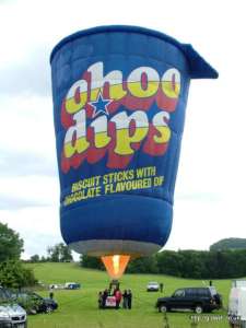 Choc Dips hot air balloon G-DIPI, a Cameron TUB-80 (food), added to the archive 7 September 2026. Photograph by Balloon Spotters Archive