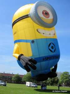 Minion hot air balloon G-DMEZ, a Cameron MINION-105. Photograph by Trevor Read