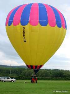 G-DRAW hot air balloon, a Thunder AND Colt Colt 77A, added to the archive 7 September 2026. Photograph by Mel Kirby