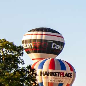 G-DRPO hot air balloon, a Cameron Z-105, seen at Horningsham, Wiltshire, United Kingdom on 14 September 2019. Photograph by Dave