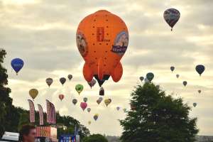 Bristol Childrens Hospital hot air balloon G-EDAM, an Ultramagic M-77C (grand appeal, rocket), seen at Leigh Woods, North Somerset, United Kingdom on 8 August 2025. Photograph by Dave