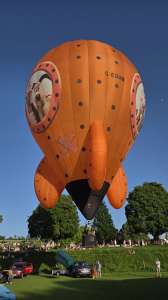 Bristol Childrens Hospital hot air balloon G-EDAM, an Ultramagic M-77C (grand appeal, rocket), seen at Box, Wiltshire, United Kingdom on 24 May 2026. Photograph by Dave