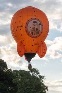 Bristol Childrens Hospital hot air balloon G-EDAM, an Ultramagic M-77C (grand appeal, rocket), seen at Leigh Woods, North Somerset, United Kingdom on 9 August 2026. Photograph by Dave