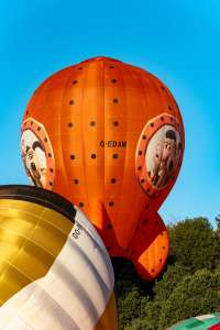 Bristol Childrens Hospital hot air balloon G-EDAM, an Ultramagic M-77C (grand appeal, rocket), seen at Leigh Woods, North Somerset, United Kingdom on 7 August 2026. Photograph by Dave