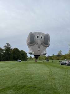 Elephant hot air balloon G-ELII, a Kubicek Factory S.R.O. BB26E (playreview, animals), seen at Longbridge Deverill, Wiltshire, United Kingdom on 15 September 2025. Photograph by Cera168_