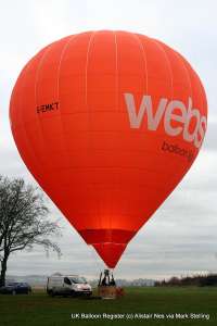 G-EMKT hot air balloon, a Cameron Z-105. Photograph by Alistair Ness via Mark Stelling