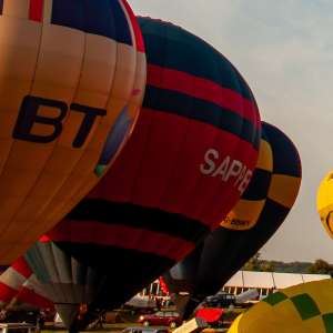 Sapper hot air balloon G-ENGR, a Head AX8-105, seen at Leigh Woods, North Somerset, United Kingdom on 8 August 2014. Photograph by Dave