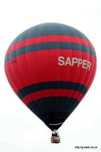 Sapper hot air balloon G-ENGR, a Head AX8-105, added to the archive 7 September 2026. Photograph by Balloon Spotters Archive