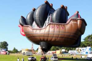 Pirate Ship hot air balloon G-ENMY, a Balony Kubicek SPOL. S R.O. BB-S/SHIP. Photograph by Fay Shepherd