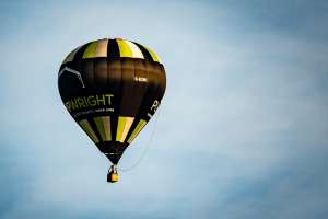 Pumpwright hot air balloon G-ESMI, a Cameron Z-90, seen at Lower Hamswell, South Gloucestershire, United Kingdom on 27 June 2026. Photograph by Dave