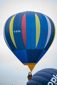 G-EXHL hot air balloon, a Cameron C-70, seen at Arrow, Warwickshire, United Kingdom on 31 May 2025. Photograph by Dave