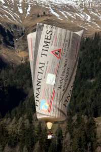 G-FFTT hot air balloon, a Lindstrand Balloons LBL Newspaper. Photograph by Bill Teasdale
