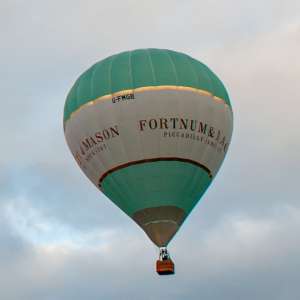 G-FMGB hot air balloon, a Cameron Z-90, seen at Leigh Woods, North Somerset, United Kingdom on 9 August 2015. Photograph by Dave