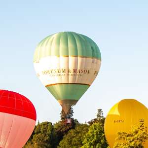 G-FMGB hot air balloon, a Cameron Z-90, seen at Horningsham, Wiltshire, United Kingdom on 14 September 2019. Photograph by Dave