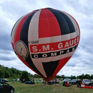 Sm Gauge hot air balloon G-GAGE, a Cameron Z-105, seen at Bath and North East Somerset, England, United Kingdom on 19 July 2025. Photograph by Dave