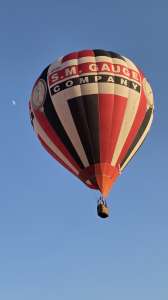 Sm Gauge hot air balloon G-GAGE, a Cameron Z-105, seen at Box, Wiltshire, United Kingdom on 24 May 2026. Photograph by Dave