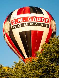 Sm Gauge hot air balloon G-GAGE, a Cameron Z-105, seen at City Centre, Bristol, United Kingdom on 20 July 2026. Photograph by Dave