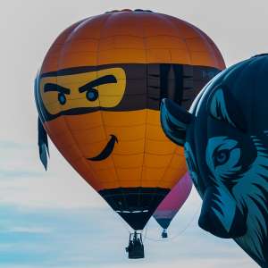 Ninja hot air balloon G-GNJR, a Kubicek Factory S.R.O. BB26E, seen at Arrow, Warwickshire, United Kingdom on 30 May 2026. Photograph by Dave