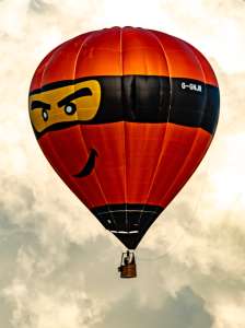 Ninja hot air balloon G-GNJR, a Kubicek Factory S.R.O. BB26E, seen at Faulkland, Somerset, United Kingdom on 20 June 2026. Photograph by Dave
