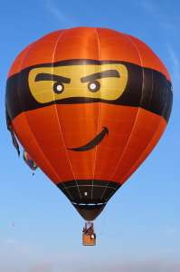Ninja hot air balloon G-GNJR, a Kubicek Factory S.R.O. BB26E, added to the archive 7 September 2026. Photograph by G Bann