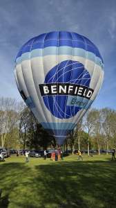 Benfield hot air balloon G-GOAL, a Lindstrand Balloons LBL 105A. Photograph by Dave