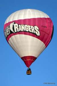 Power Rangers hot air balloon G-GOPR, a Cameron Z-90. Photograph by MJ Ballooning