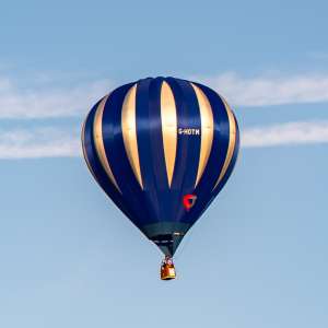 G-HOTM hot air balloon, a Cameron C-80, seen at Horningsham, Wiltshire, United Kingdom on 14 September 2019. Photograph by Dave