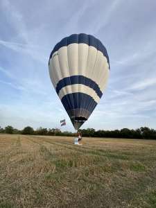 G-JHAA hot air balloon, a Cameron Z-90, seen at Bramley, Hampshire, United Kingdom on 7 October 2023. Photograph by brad-ox